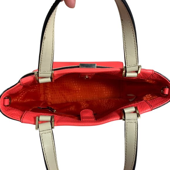 KATE SPADE Leo Houston Street Two Tone Pebble Leather Satchel Handbag - Picture 11 of 13